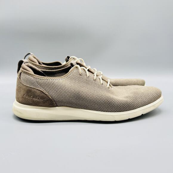 Cole Haan Shoes Mens 12 Beige Knit Oxford Lace Up Sneakers Grand OS Casual - Picture 1 of 13